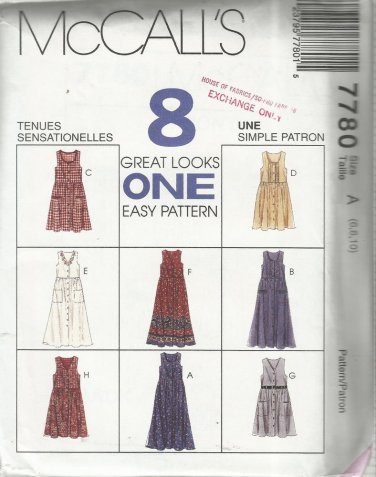 McCall's Pattern-8 Great Looks ONE Easy Pattern-Misses Jumper in Two Lengths-Sz 6-8-10