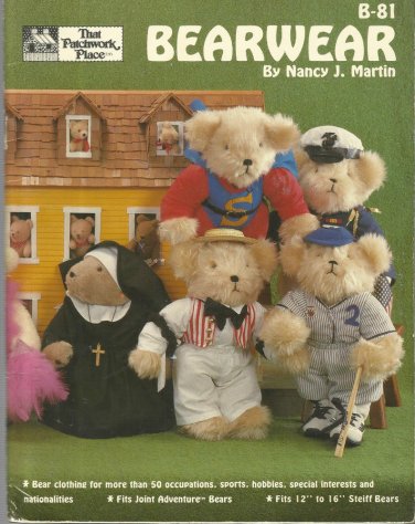 BEARWEAR-Bear Doll Clothing Patterns-Fits 12" -16" Steiff Bears