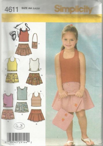 Simplity Pattern-In K Designs-Child's Shorts-Skirt-Bag & Knit Tops-Sz 3-4-5-6