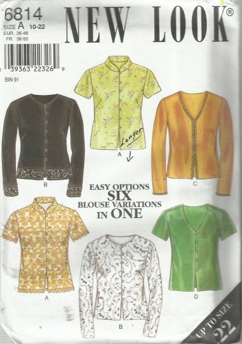 Plus Size Pattern-New Look-Easy 6 Options Blouse Variations-Sz 10-22 COSTUME