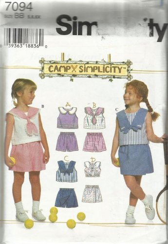 Simplicity Pattern-Camp Simplicity-Child's Set of Tops & Shorts  Sizes 5-6-6X