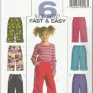 Butterick Pattern-Six Sew Fast & Easy-Children's Pants-Sz 2-3-4-5