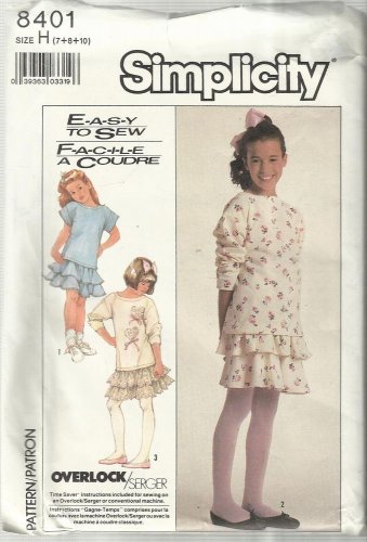Simplicity Pattern-Easy to Sew-Girl's Two Piece Knit Dress  Sz7+8+10+   SERGER