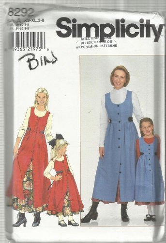 Simplicity Pattern-Child's and Misses Jumper & Petticoat-Sizes XS-XL,  3-8