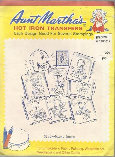 Embroidery Patterns-Aunt Martha's Hot Iron Transfer-Ducky Ducks-Several Stamping