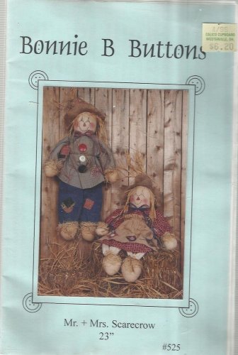Bonnie B Buttons Doll Pattern-Mr. & Mrs. Scarecrow Dolls & Clothes   FALL
