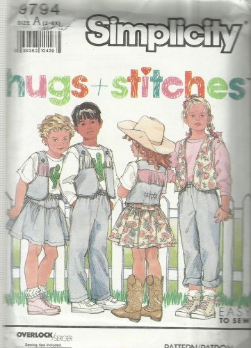 Simplicity Pattern-Hugs + Stitches-Child's Pants-Skirt-Vest & Knit Top-Sz 2-6X