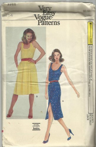 Very Easy Vogue Pattern-Misses Summer Dress-Size 14 -Stretchable  Knits Only-