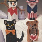 Plastic Canvas Pattern Booklet-SEASONAL ROOM SWEETIES-Scarecrow-Angel-Snowman-Ca