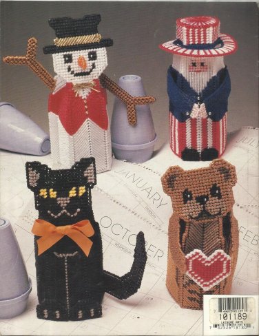 Plastic Canvas Pattern Booklet-SEASONAL ROOM SWEETIES-Scarecrow-Angel-Snowman-Ca