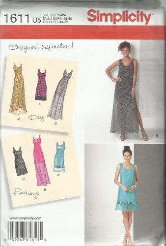 Simplicity Designer Inspiration Pattern-Misses Dress With Length Variation-16-24