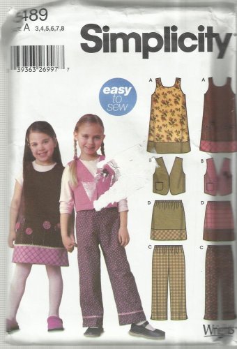 Simplicity Wrights Pattern-Easy To Sew-Child's Jumper-Vest-Pants-Skirt  Sz 3-8