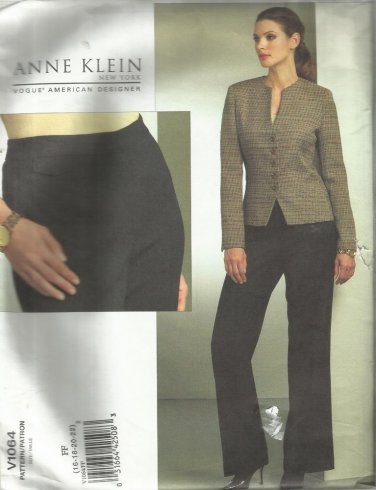Vogue Pattern-American Designer Anne Klein-Misse Jacket & Pants  16-18-20-22