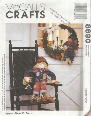 McCall's Crafts Pattern by Michelle Hains-30" Scarecrow and 20"  Wreath-FALL