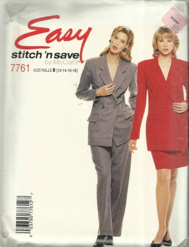 Easy McCall's Pattern-Misses Lined Jacket-Skirt-Pants-Sizes 12-14-16-18 Uncut