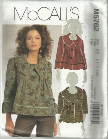 Plus Size McCall's Pattern-Misses Lined Jackets-Sizes 14-16-18-20 Uncut