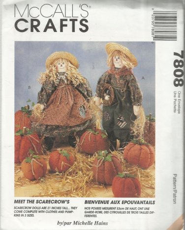 McCall's Crafts Pattern-21" Scarecrow Dolls-Clothes & Pumpkins in 3 Sizes