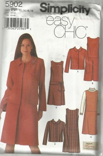 Simplicity Pattern-Easy Chic Karen Z-Misses Dress-Jumper-Skirt & Jacket Sz 12-18