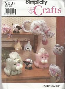 Simplicity Crafts Pattern #9687 Cat Tissue Covers-Shelf Cat-Hanging Cat