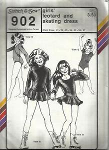 Stretch N Sew Pattern-Girls Leotard & Skating Dress in Chest Sizes 21-27  UnCut