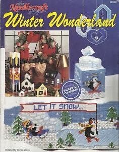 Plastic Canvas Pattern Booklet-Winter Wonderland-Tissue Box Cover-Draft Stopper