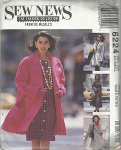 Pattern-Sew News-Misses Lined Coat in Three Lengths & Tie  Belt-Sz 6-8 (XS) Uncu