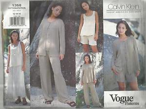 Vogue American Designer Pattern-Calvin Klein-Misses Jacket-Top-Skirt-Shorts-Pant