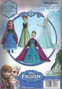 Simplicity Craft Pattern #0734-Disney Frozen-Doll Clothes for 11 1/2" Doll UNCUT