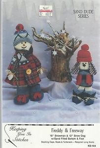 Craft Pattern Keeping You in Stitches-Freddy & Freeway-16" Snowman-12" Snow Dog