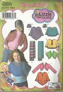 Simplicity Lizzie McGuire Pattern #4386  Child's Fleece Shrug-Capelet-Sz XXS-S