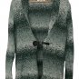 Ellen Tracy Green Knit Leather Closure Cardigan