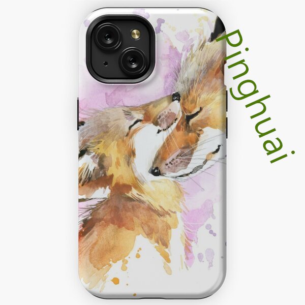 Beautiful Fox Mother And Cub Watercolour Design. Iphone Tough Case