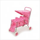 Badger Basket Pink&White Polka Dots Triple Doll Stroller 09924 Pink