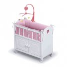Badger Basket Pink/White Princess  Doll Collecton Crib w/Cabinet , Mobile & Bedding 01721