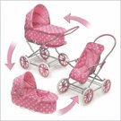 Badger Basket Pink w/White Polka Dots 3-in-1 Pram-Carrier-Stroller#00563