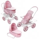 Badger Basket Pink Gingham 3 in 1 Doll Pram/Carrier/Stroller 005620