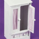 Badger Basket  Doll Armoire White w/Pink Gingham & 3 Hangers 01201