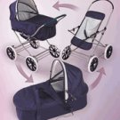 Badger  Basket Navy/White 3 in 1 Doll Pram/Carrier/Stroller 09922
