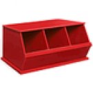 Badger Basket 3 Bin Red Stackable Wood Storage Cubby/Bin #09775