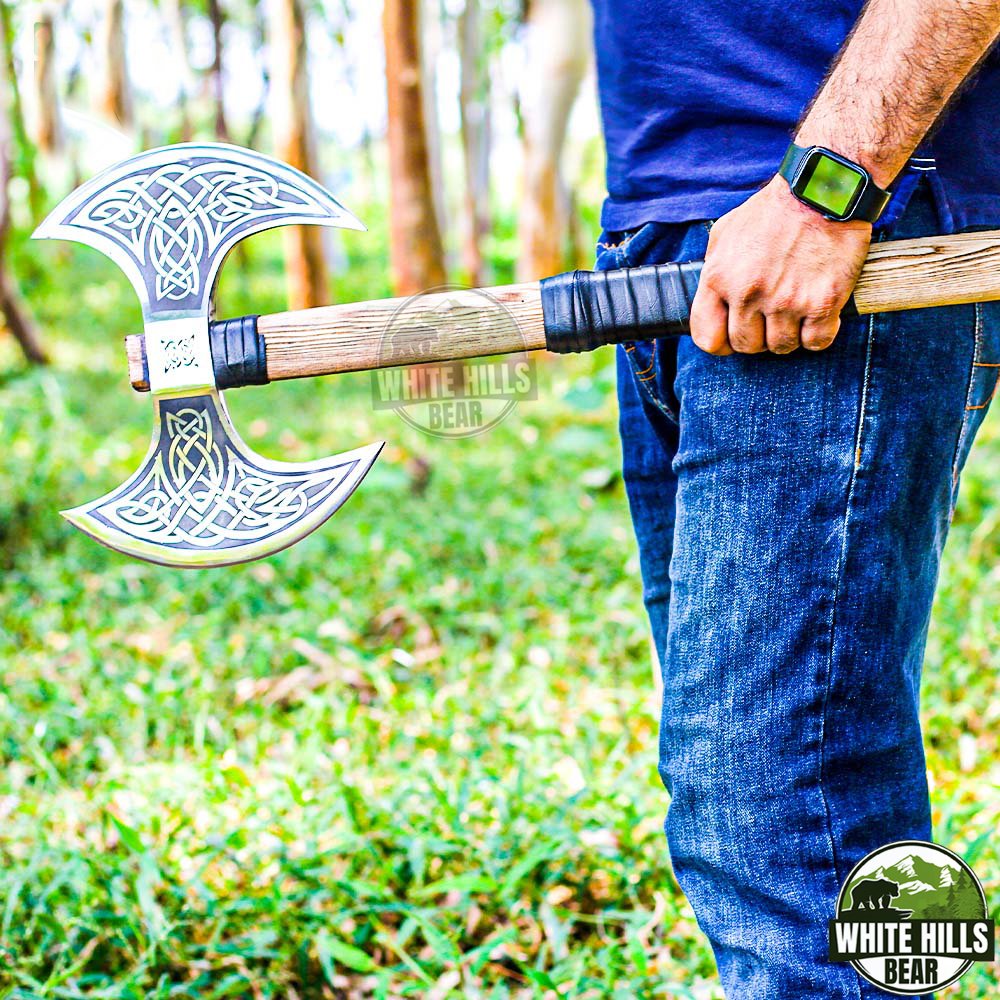 Double sided Axe Medieval Vikings Axe, Large Norse Battle Axe, Hand ...