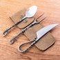 Hand Forged Viking Cutlery set Double twist handle with Leather Sheath, Medieval Cutlery Set