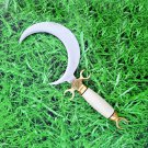 Druid's Crescent Moon Boline with Bone Handle for Ritual Work, Witchcraft Herbalists, Gardening