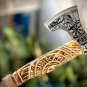 Ragnar Viking Axe | LARP Forged Nordic Bearded Camping Axe with Ash Wood Handle | Gift for Him