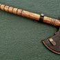 Handmade Damascus Pipe Axe, Tomahawk Axe, Battle Axe, Outdoor Camp Hatchet Axe with Leather Sheath