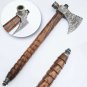 Handmade Damascus Pipe Axe, Tomahawk Axe, Battle Axe, Outdoor Camp Hatchet Axe with Leather Sheath