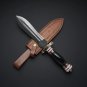 12.5 inches Dagger Handmade Damascus Steel Hunting Knife - Perfect Grip Handle with Brass fitting
