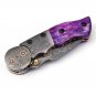 Handmade Damascus Steel Folding Knife with Bone Handle, Damascus Rain Drop Pattern