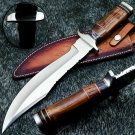 Handmade D2 Steel Big Bowie Hunting Knife with Leather Sheath, Camping Knife gift for Men