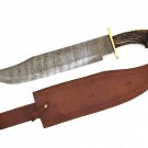25 inches Montana Stag Handle Bowie Knife Damascus Steel Hunting Camping Knife