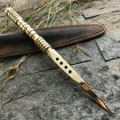Tri Dagger Hand Forged Brass Full Tang Throwing Kris Blade Boot Knife with sheath